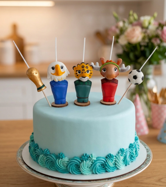 Velas para celebrar el mundial, mascotas para celebrar cada gol 2026, 5pz, toppers cake