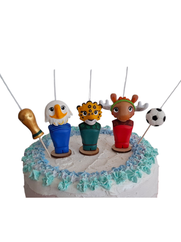 Velas para celebrar el mundial, mascotas para celebrar cada gol 2026, 5pz, toppers cake