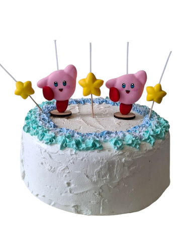 Velas de cumpleaños Kirby y estrellas , 5pz, toppers cake, decoración temática