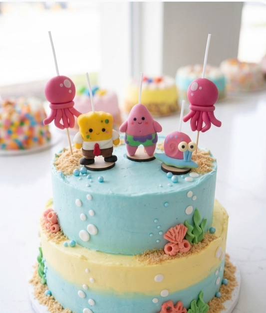Velas de cumpleaños Bob esponja, Patricio, Gary y medusa, 5pz toppers cake decoración temática