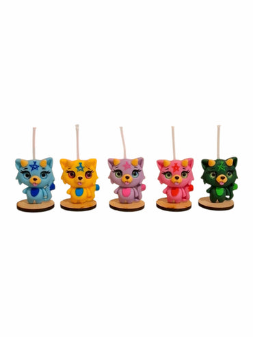 Velas para pastel Gatitos Baphomet de colores 5pz decoración temática para cumpleaños, toppers cakes