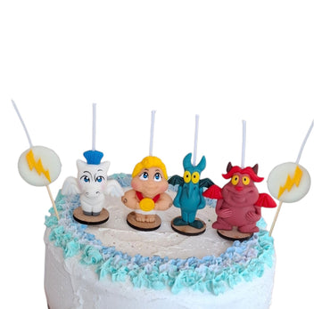 Velas para pastel Hércules baby, 6pz , decoración para fiesta temática, toppers cake, feliz cumpleaños