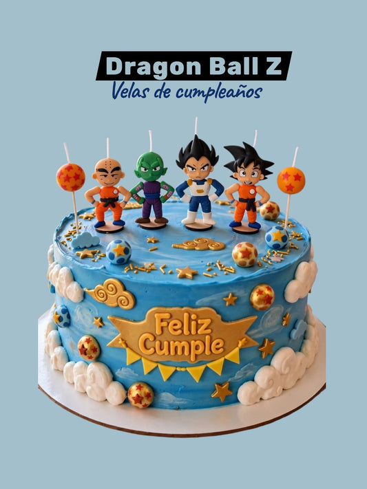 Dragon Ball Z, Goku, Picoro, Crilin y Vegeta velas para pastel 6pz, fiesta temática , decoración de cumpleaños, toppers cake