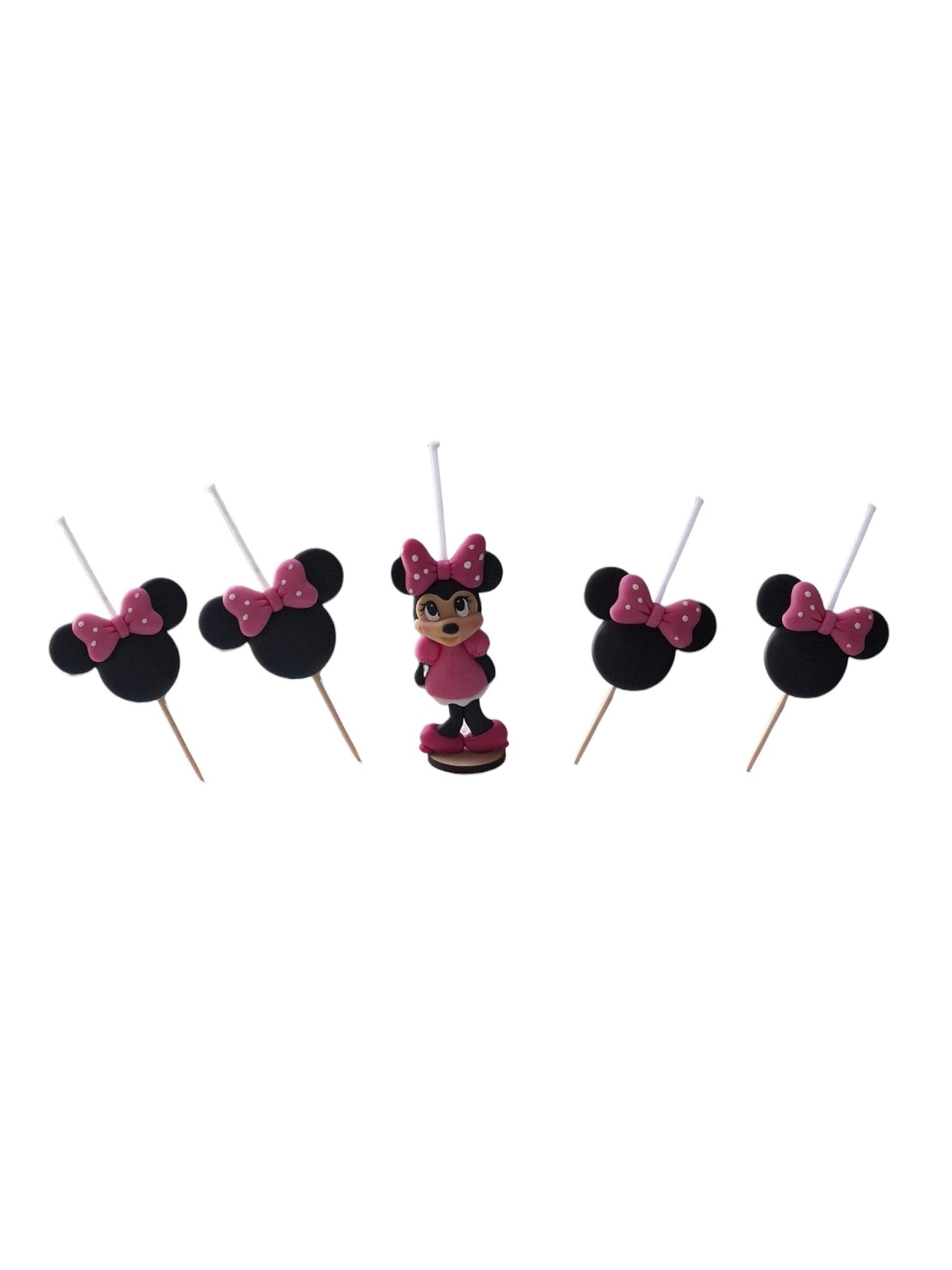 Minnie Mouse, Mimi velas para pastel 5pz, fiesta temática , decoración de cumpleaños, toppers cake
