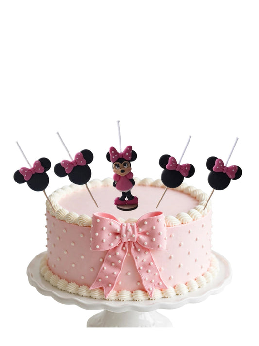 Minnie Mouse, Mimi velas para pastel 5pz, fiesta temática , decoración de cumpleaños, toppers cake