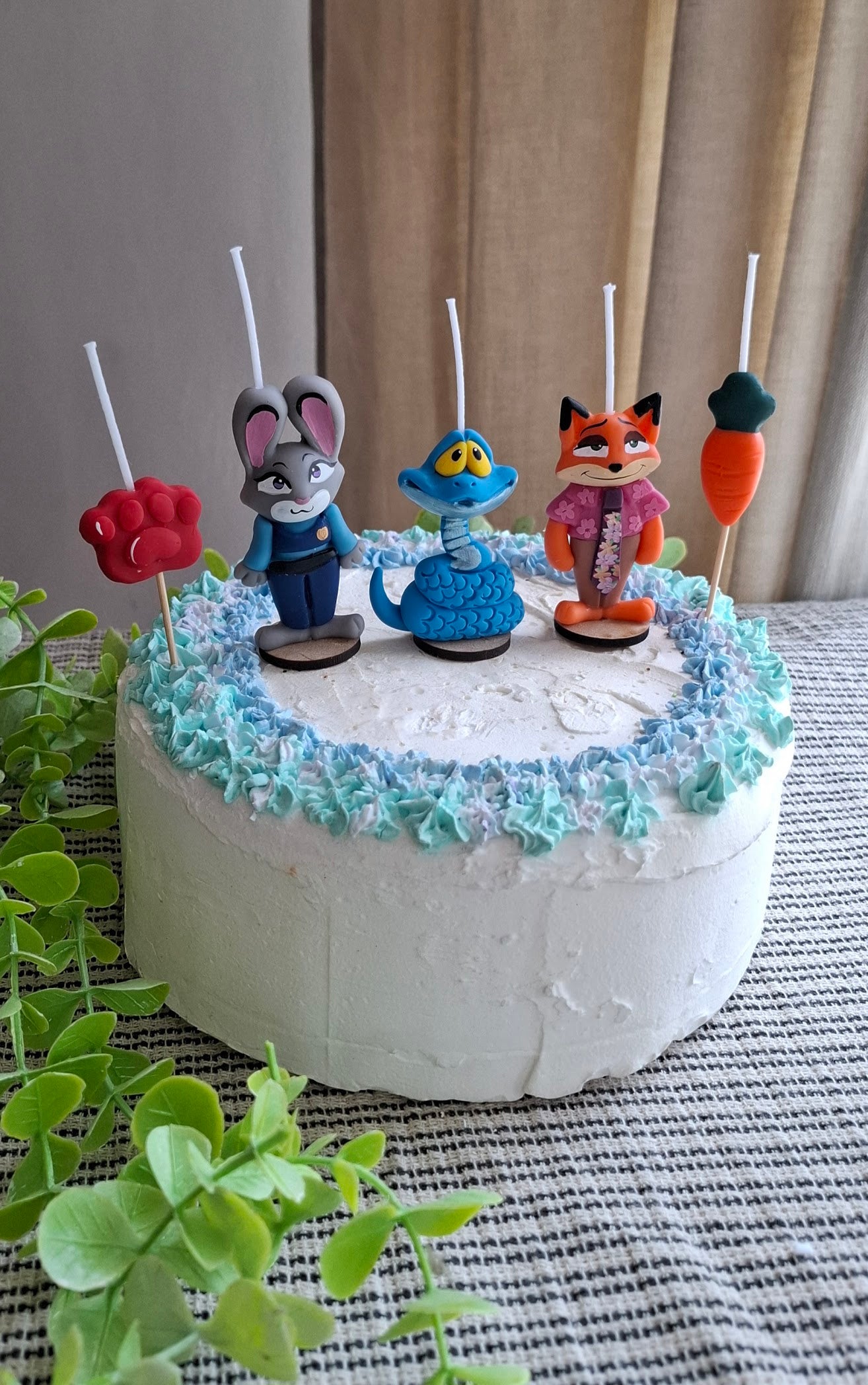 Zootopia 2, velas para pastel de cumpleaños 5pz , Nico, Judy y Gary, fiesta temática, toppers cake