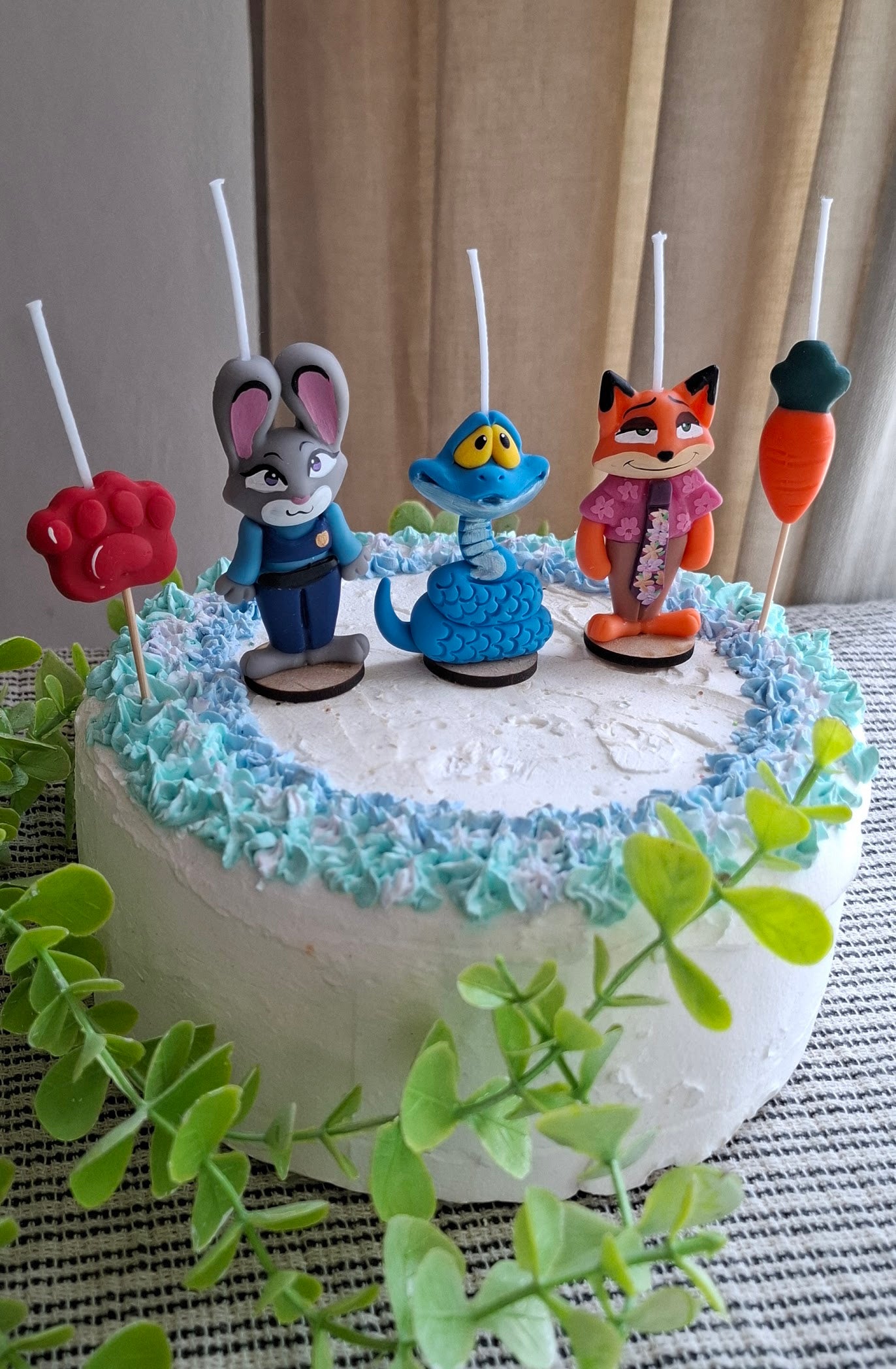 Zootopia 2, velas para pastel de cumpleaños 5pz , Nico, Judy y Gary, fiesta temática, toppers cake