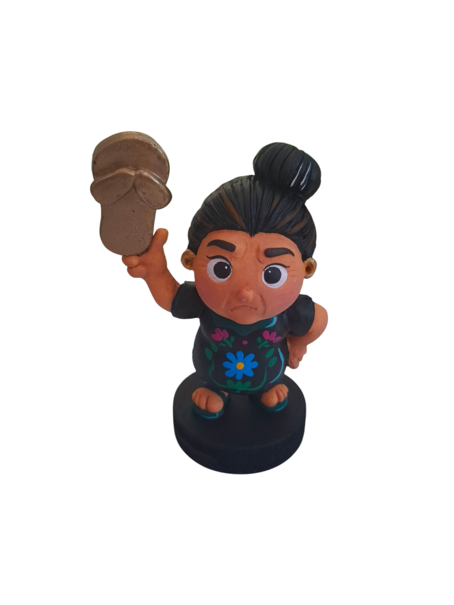 Figura decorativa mamá luchona, divertida pieza con chancla dorada en mano, 1pz
