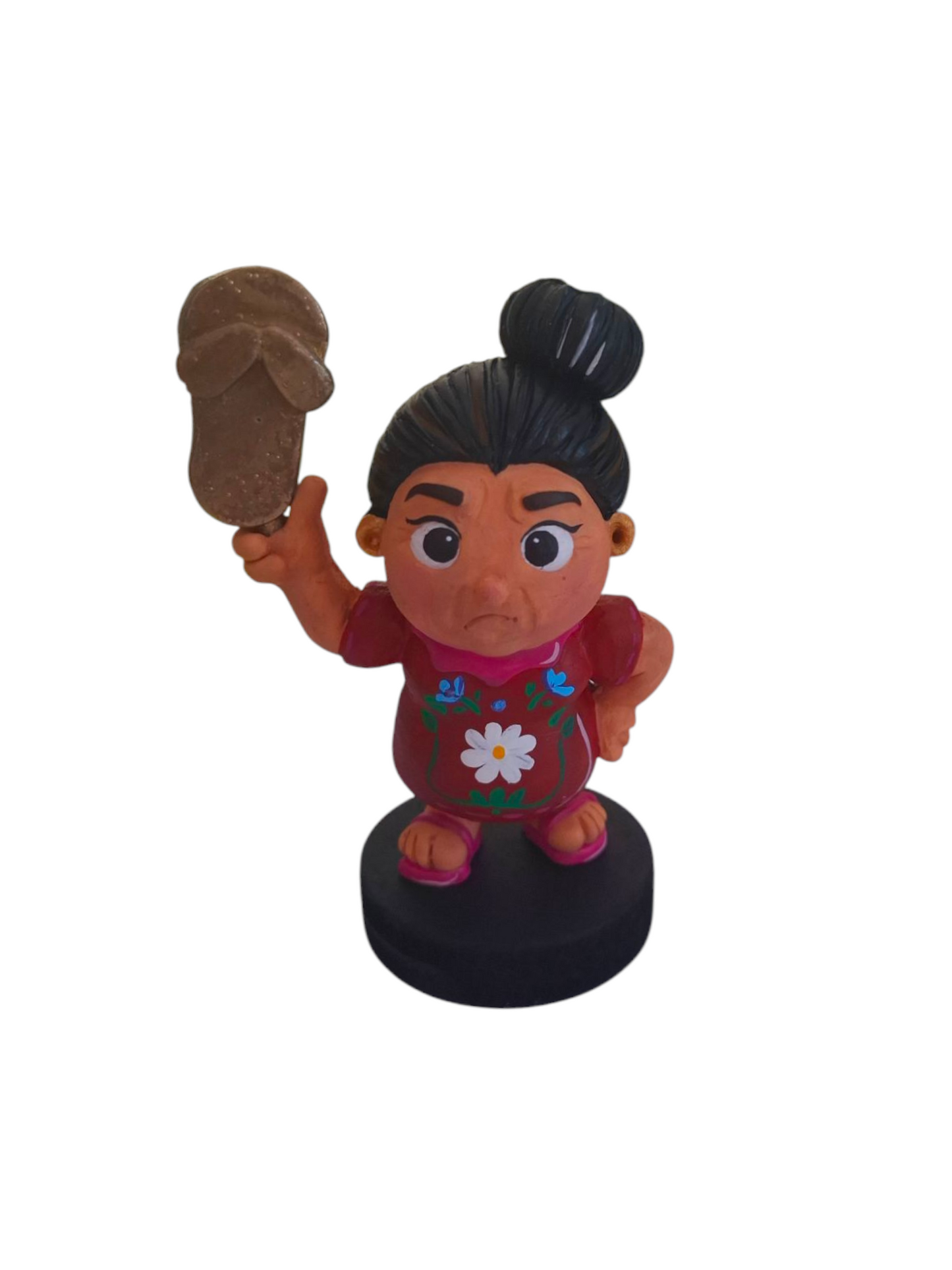 Figura decorativa mamá luchona, divertida pieza con chancla dorada en mano, 1pz