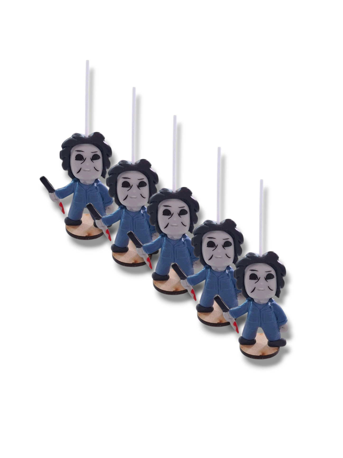 Velas de cumpleaños Halloween terror 5pz toppers cake decoracion tematica para pastel, personaje a elegir (Chuki, Myers, Scream, Freddy o Jason)