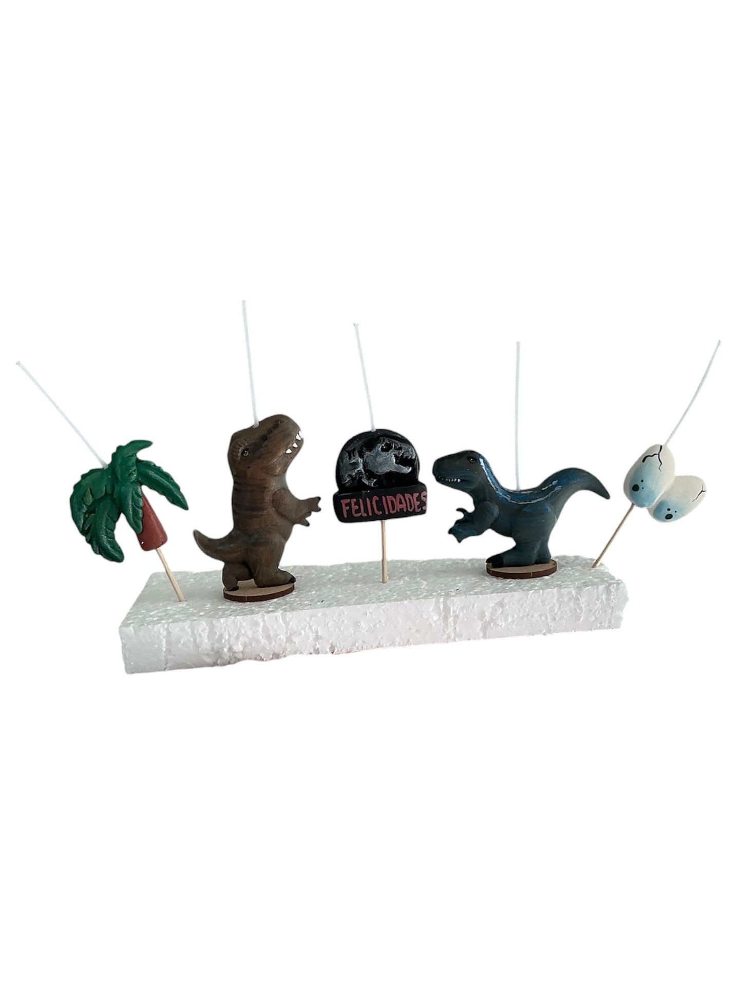 Velas cumpleaños Jurassic Dinosaurios T Rex Velociraptor Blue, toppers cake decoración pastel fiesta 5pz