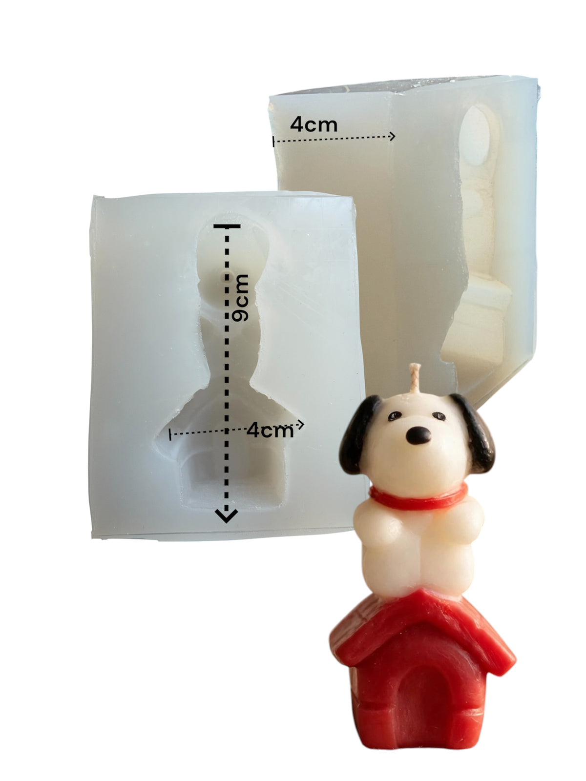 Snoopy y casita roja molde de silicona para manualidades y velas de cera 1 pieza