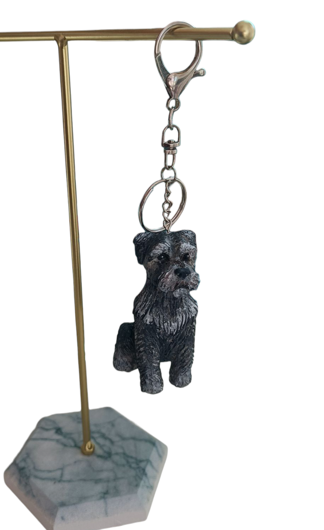 Llavero 3D de perrito Schnauzer gris ó negro, llavero y colgante, diseño perro 1pz