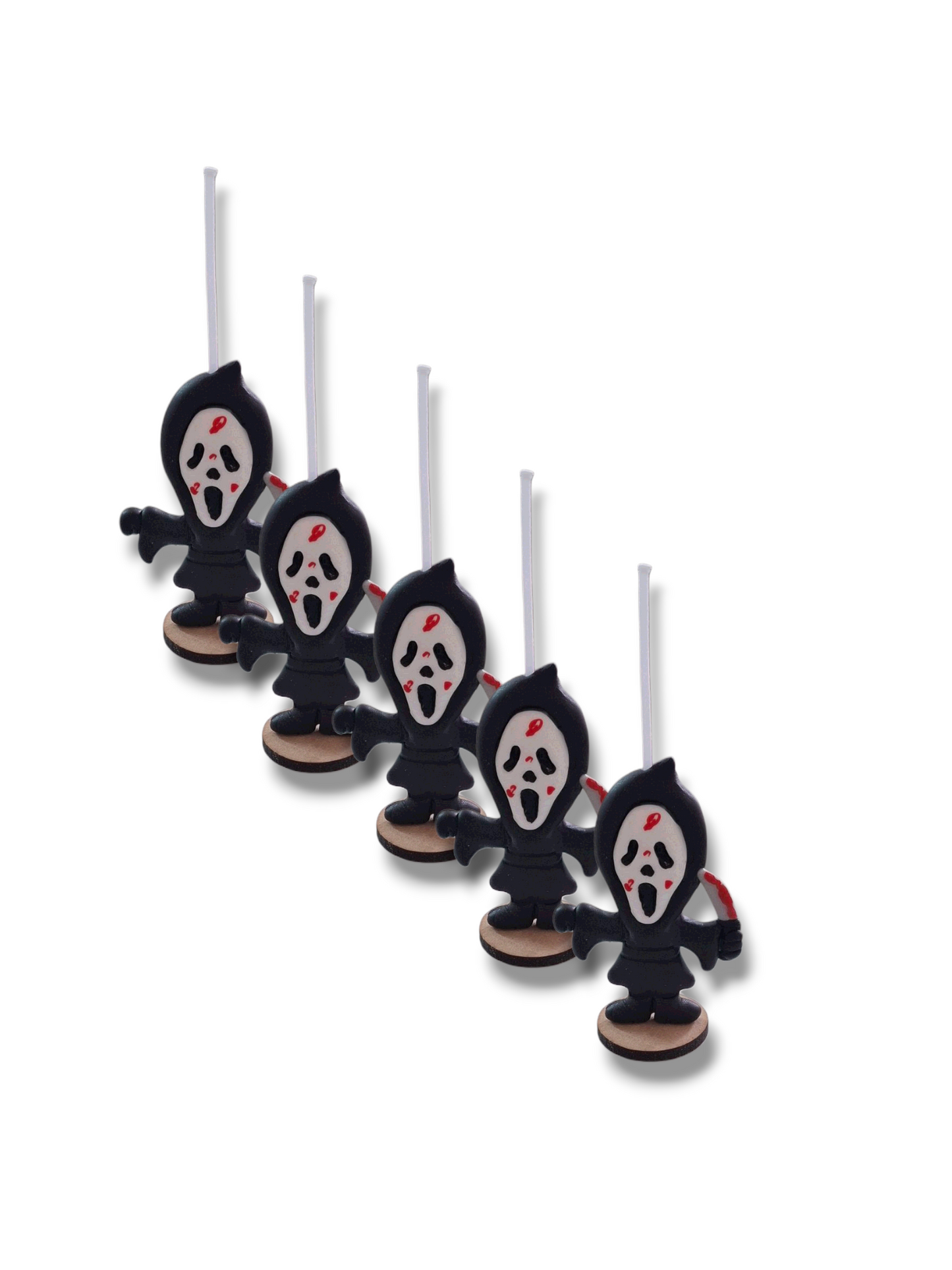 Velas de cumpleaños Halloween terror 5pz toppers cake decoracion tematica para pastel, personaje a elegir (Chuki, Myers, Scream, Freddy o Jason)