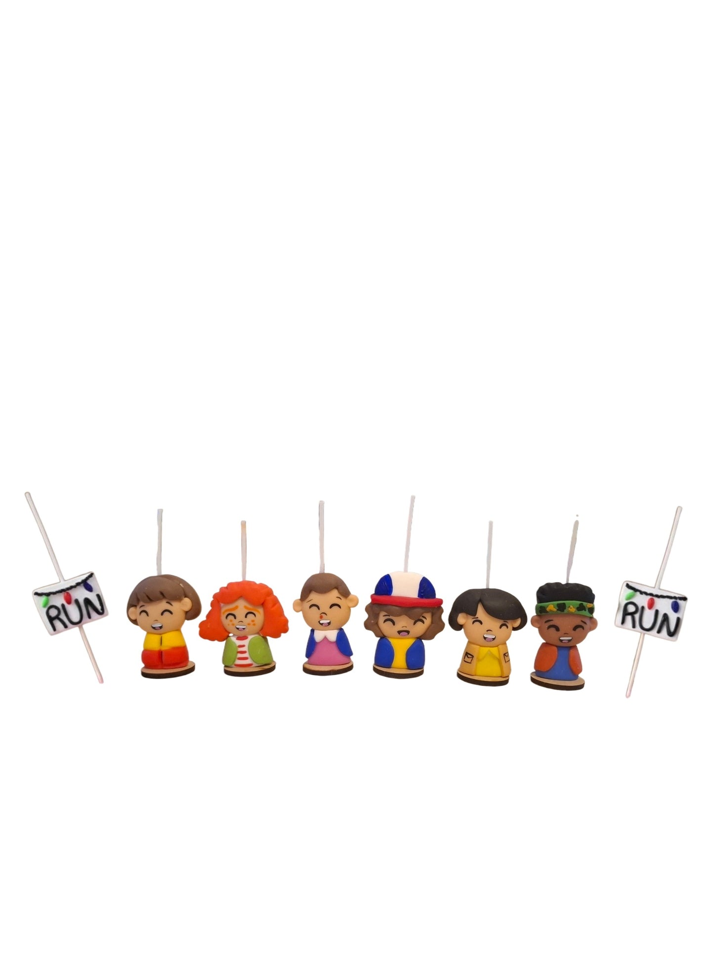 Velas cumpleaños Stranger Things niños, Eleven, Dustin, Lucas, Will y Max, 8pz, toppers cakes, decoración temática