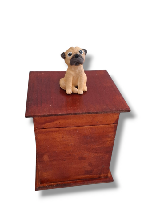 Urna Perro Pug Pugsito Negro o Beige, Urna Para Ceniza De Mascotas Con Figura 3D 1pz