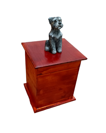 Urna Perro Schnauzer Negro o Gris, Urna Para Ceniza De Mascotas Con Figura 3D 1pz