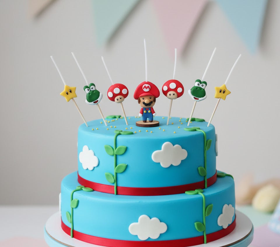 7pz Velas de cumpleaños Mario Bros , Yoshi, Star y Hongo