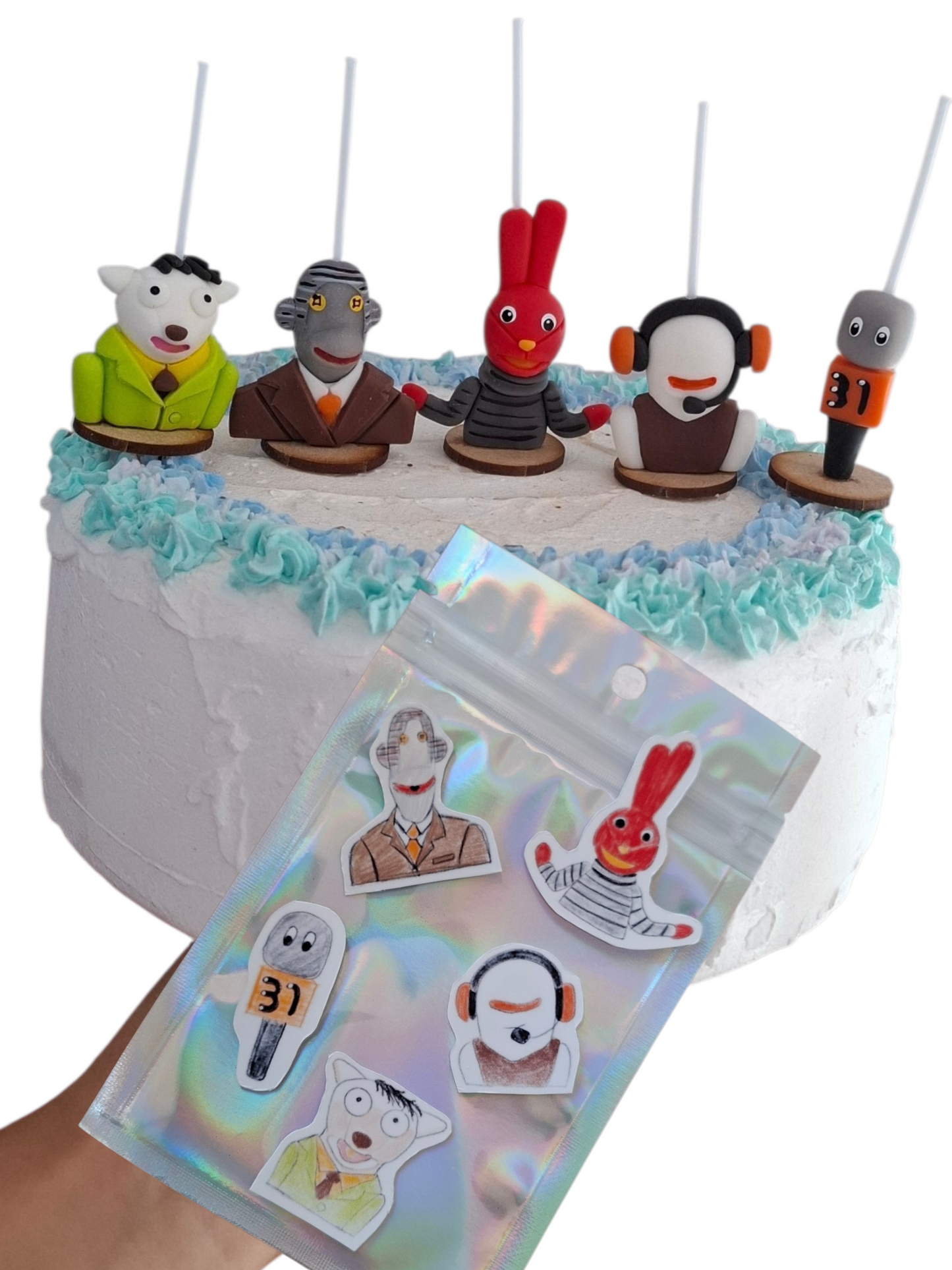 Velas de cumpleaños 31 minutos, bodoque y sus amigos, 5 pz más 5 stickers, toppers cake, decoración temática