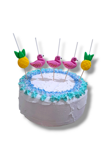 Velas de cumpleaños flamingos y piñas 5pz toppers cake decoracion tematica para pastel