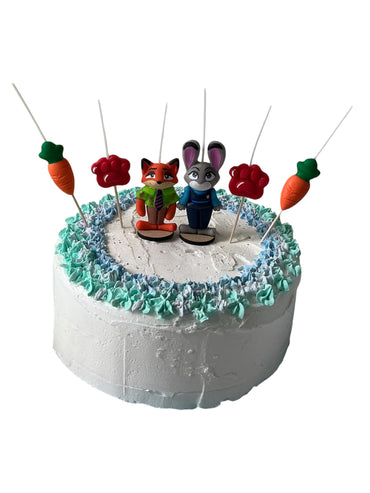 Velas de cumpleaños Zootopia , Judy y Nick animalitos, toppers cakes, fiesta infantil decoración