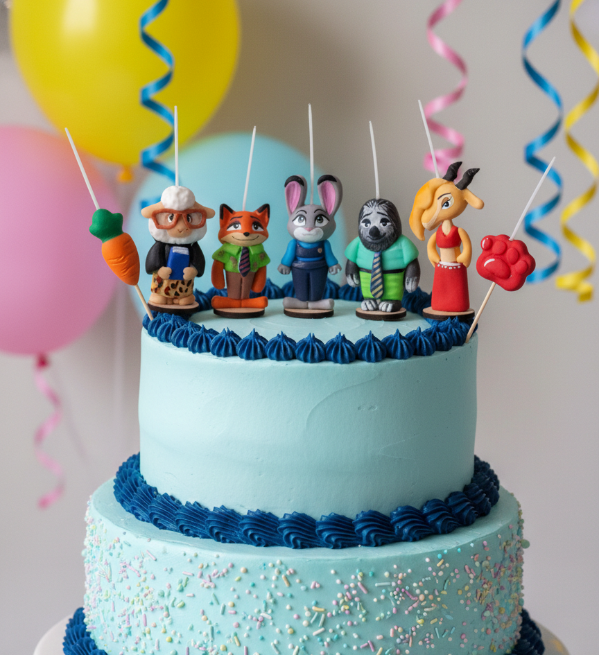 Velas de cumpleaños Zootopia, Nick y Judy amigos, toppers cake , 7pz, fiesta infantil