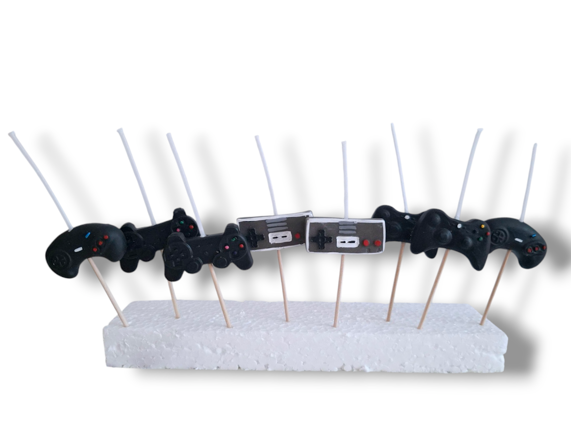 Velas de cumpleaños controles videojuegos gamers 8pz toppers cake decoracion de pastel