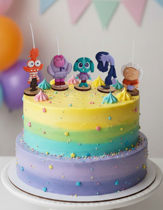Velas de cumpleaños intensamente 2, ansiedad, aburrimiento, nostalgia, envidia y verguenza&nbsp; de colores 5pz toppers cake decoracion de pastel