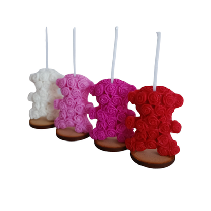 Velas de cumpleaños ositos de rositas, osos flores 4pz toppers cake decoracion de pastel