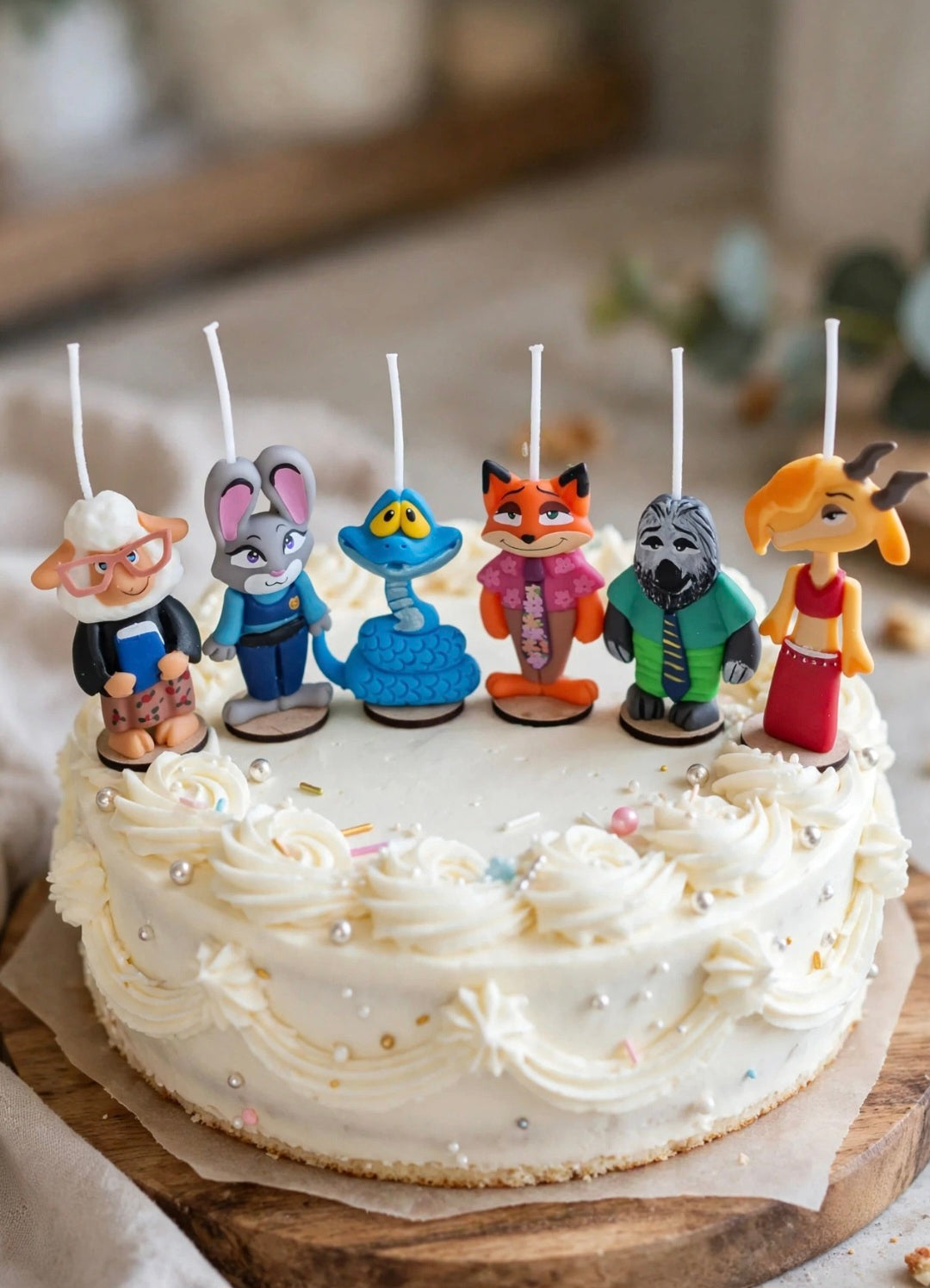 Velas para pastel Zootopia 2, personajes animados, animalitos, 6pz, fiesta tematica,  toppers cake para cumpleaños