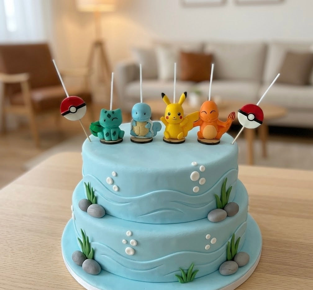 6pz Velas de cumpleaños pokemon , pikachu, squirtle, charmander y bulbasaur toppers cake decoracion tematica para pastel