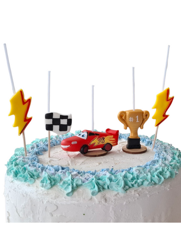 Velas cumpleaños Cars Rayo Mcqueen 5pz, fiesta tematica coches, toppers cake decoración