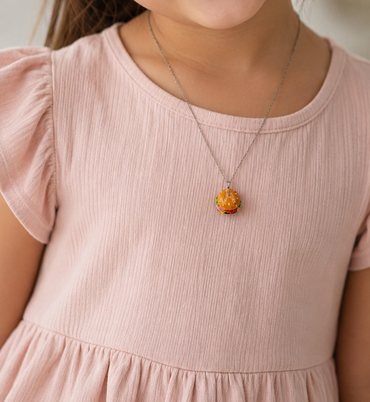 Collar Hamburguesa con Letra personalizada,  A,B,C etc..., collar artesanal acero inoxidable 1pz