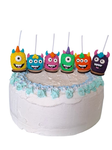 Velas cumpleaños monstruos de colores, lindo y coloridos, 6pz, toppers cake,  decoración fiesta temática