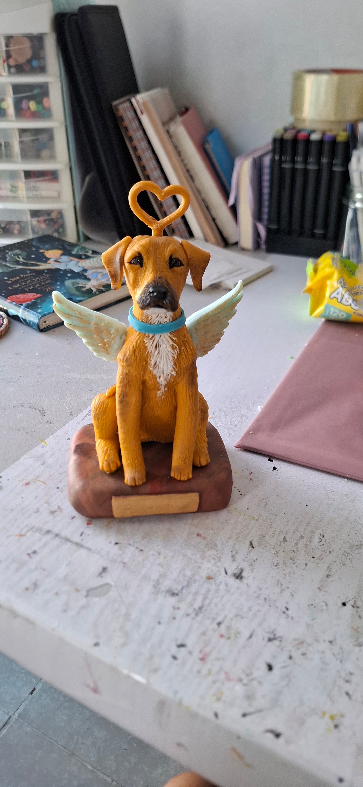 Retrato de tu mascota, recuerdo de tu perro, Retrato conmemorativo de mascota – Hecho a mano 15cm , 1pz, PERSONALIZADO