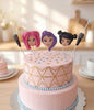 Velas para pastel Las guerreras Kpop ,Hunters Dem , 5pz, 3 caritas y 2 Micrófonos, fiesta tematica decorativa