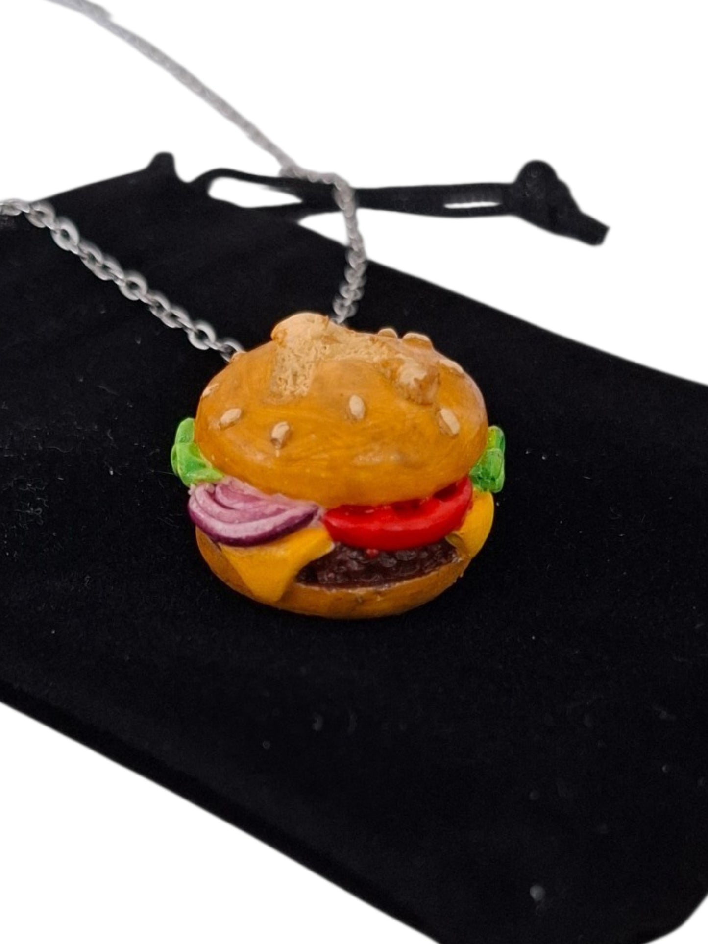 Collar Hamburguesa con Letra personalizada,  A,B,C etc..., collar artesanal acero inoxidable 1pz