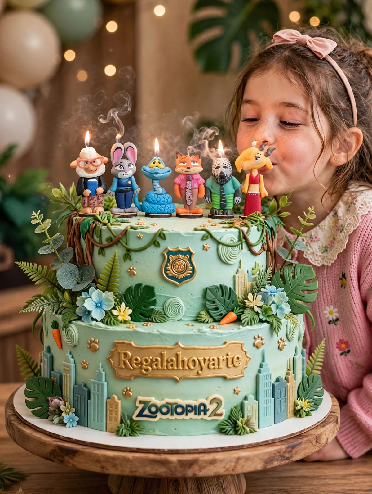 Velas para pastel Zootopia 2, personajes animados, animalitos, 6pz, fiesta tematica,  toppers cake para cumpleaños