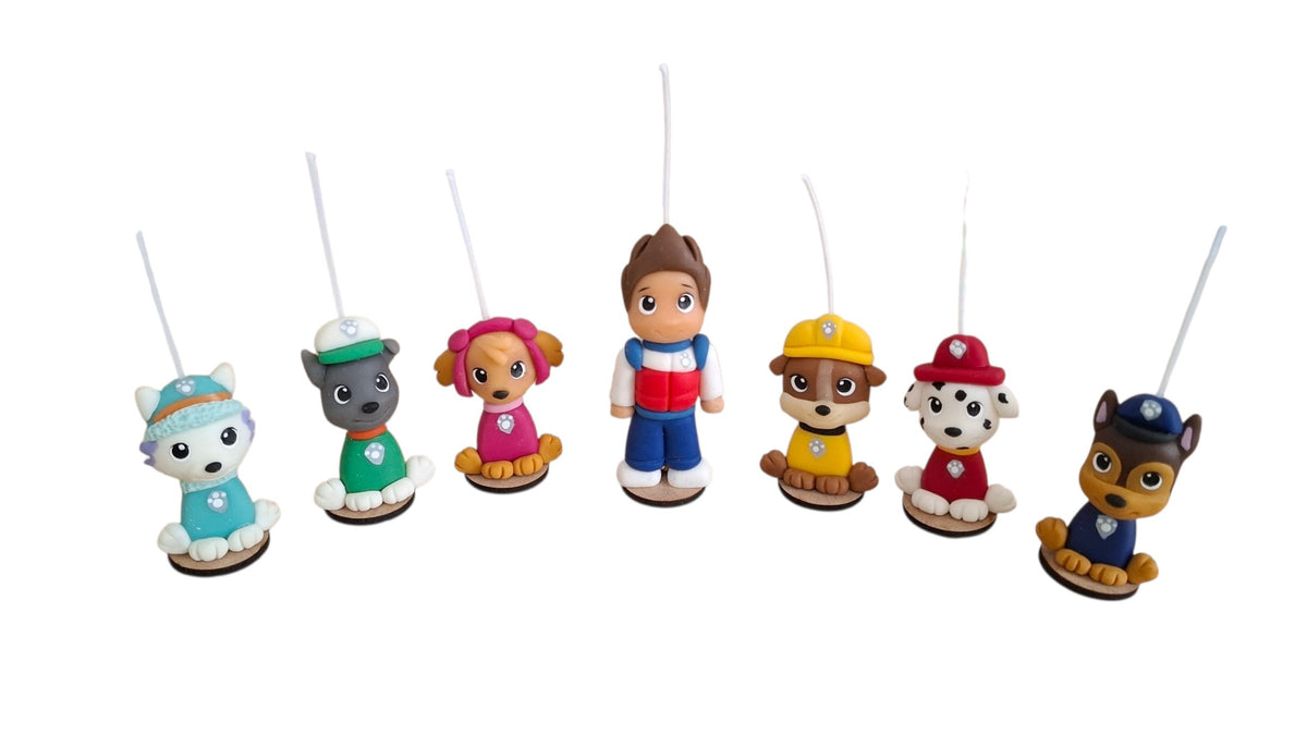 Paw patrol,  velas para pastel patrulla canina  7pz , perritos y Ryder, decoración fiesta temática de cumpleaños,  toppes cakes