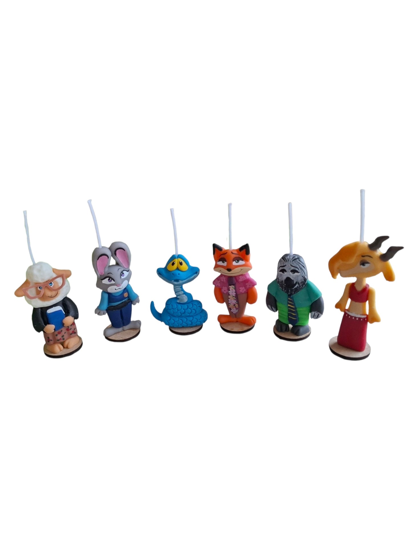 Velas para pastel Zootopia 2, personajes animados, animalitos, 6pz, fiesta tematica,  toppers cake para cumpleaños