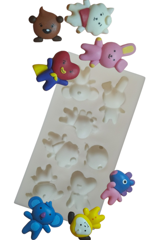 Molde silicona modelo BTS Personajes animados k-pop