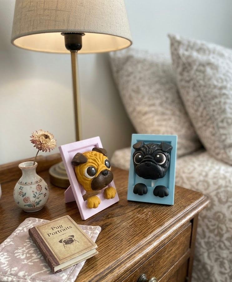 Imán y portaretrato , dúo perfecto  para regalar, diseño pug, pugsito 1pz