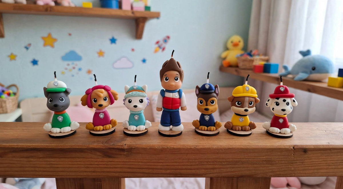 Paw patrol,  velas para pastel patrulla canina  7pz , perritos y Ryder, decoración fiesta temática de cumpleaños,  toppes cakes