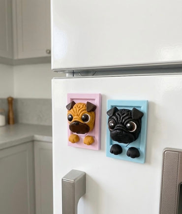 Imán y portaretrato , dúo perfecto  para regalar, diseño pug, pugsito 1pz