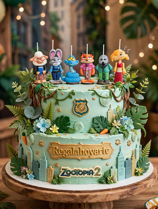 Velas para pastel Zootopia 2, personajes animados, animalitos, 6pz, fiesta tematica,  toppers cake para cumpleaños