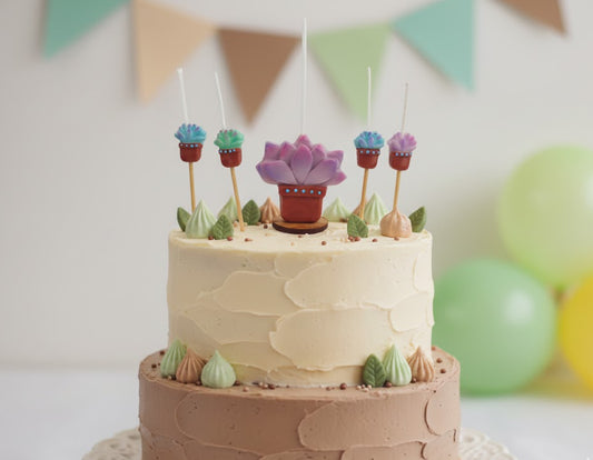 Velas de cumpleaños suculentas de colores, macetas lindas 5pz toppers cake decoracion de pastel