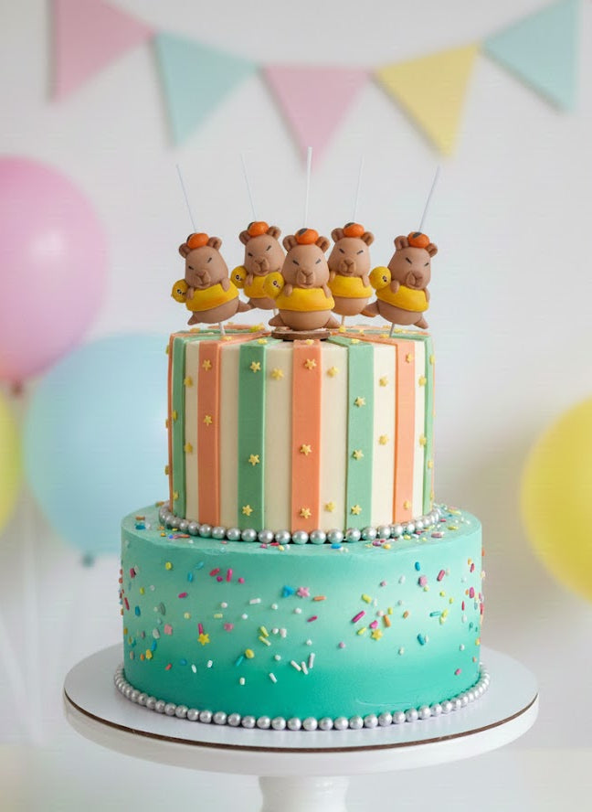 Velas de cumpleaños Capibaras con patito salvavidas 5pz toppers cake decoracion de pastel