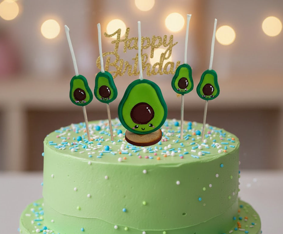 5pz Velas de cumpleaños aguacates kawai toppers cake decoracion tematica para pastel