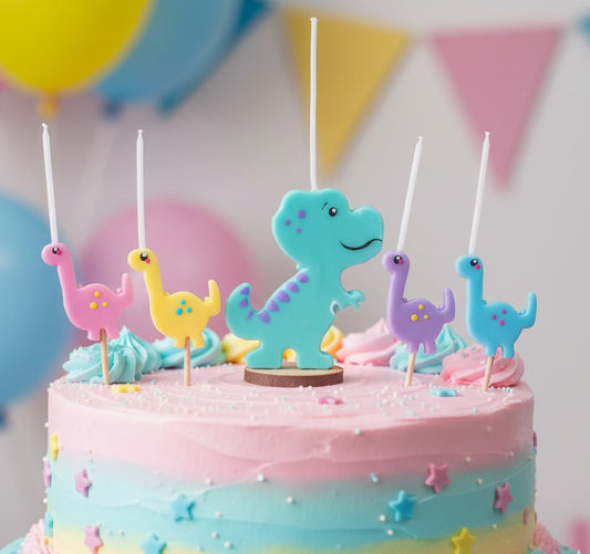 Velas de cumpleaños Dinosaurios de colores 5pz toppers cake decoracion de pastel