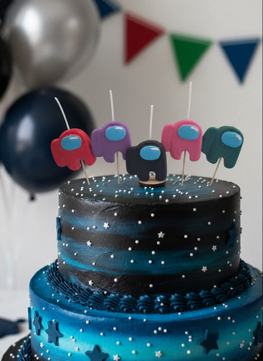 Velas de cumpleaños Among Us de colores 5pz toppers cake decoracion de pastel